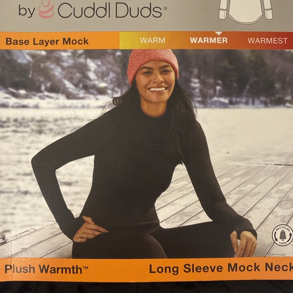 Climate Right Cuddl Duds Women's Long Sleeve Mock Neck Size Large Black‎ NWT